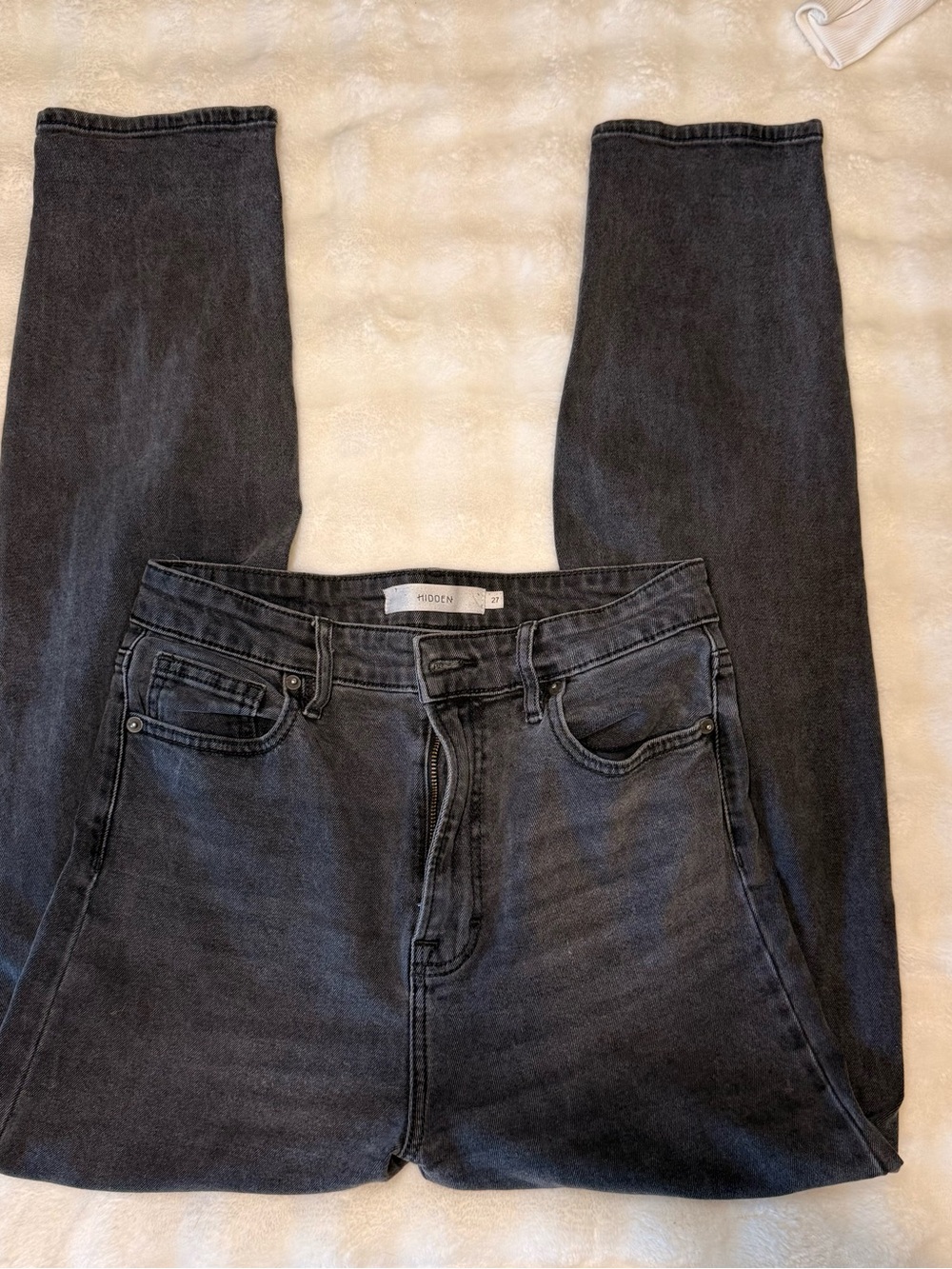 Hidden High Rise Black Denim Mom Jeans size 27